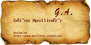 Güns Apollinár névjegykártya